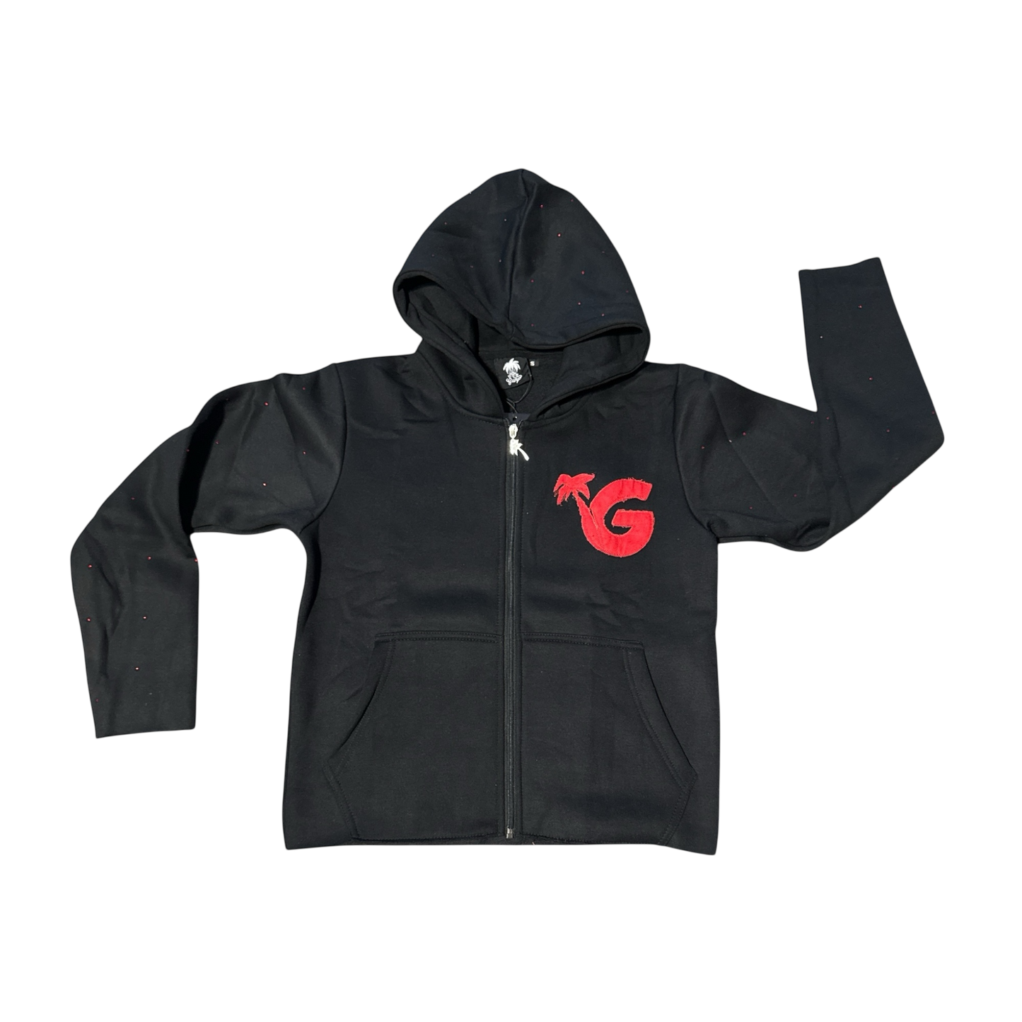 Gunjo Signature Logo Rhinestone Zip Up (Blk/Red)
