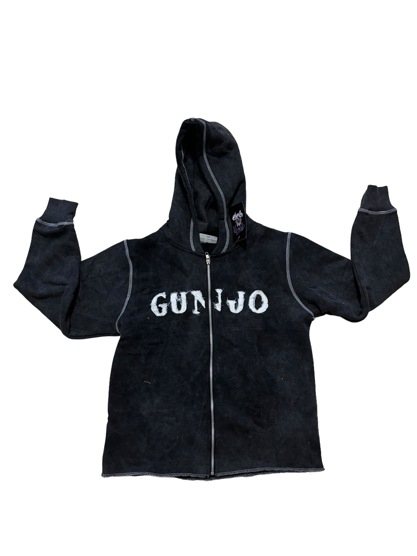 Gunjo Acid Wash Full Zip Hoodie (Black)