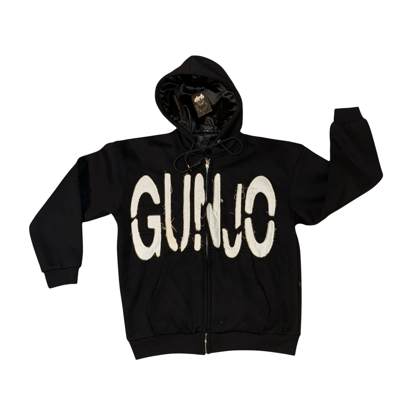 Gunjo Distressed Zip Up Hoodie(Black)