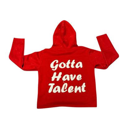 Red Gunjo Signature Logo Rhinestone Hoodie