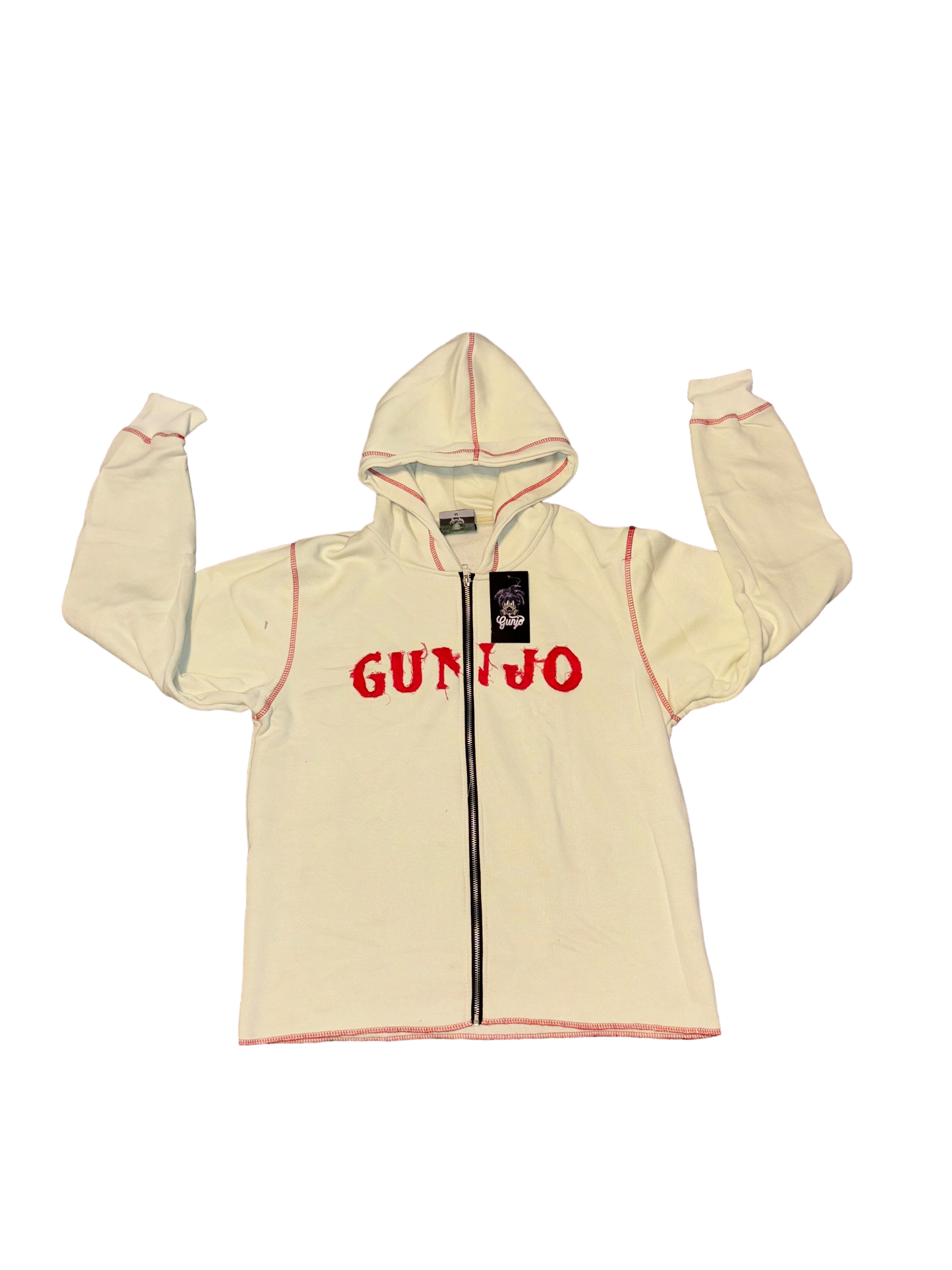 Gunjo Acid Wash Full Zip Hoodie (Cream)