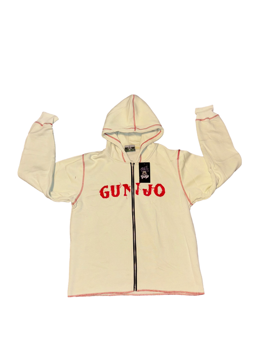 Gunjo Acid Wash Full Zip Hoodie (Cream)