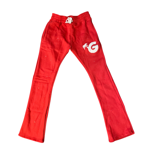 Gunjo Rhinestone Signature Joggers (Red)